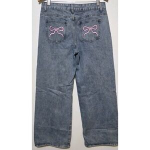 Telepatia‎ Jean Denim Baggy Grunge 9x28 Bow Pocket Y2K 90s Rave Barbie Core Moto